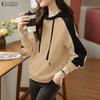 ZANZEA Women Hoodies Casual Loose Long Sleeve Pullover Sweatshirt