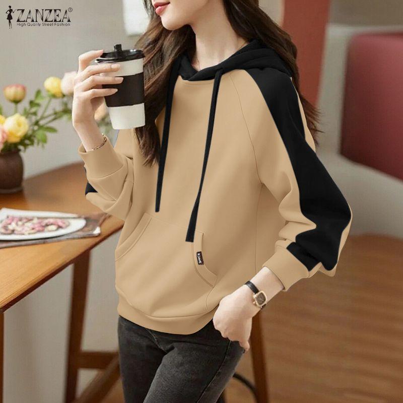 ZANZEA Women Hoodies Casual Loose Long Sleeve Pullover Sweatshirt