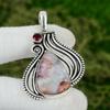 Pear Crazy Lace Agate Gemstone Mozambique Garnet New Pendant 925 Sterling Silver