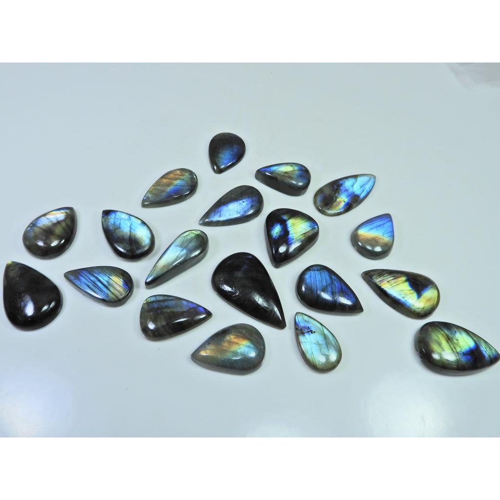 334Cts.Natural Labradorite Multi Fire Pear Cabochon Loose Gemstone 19Pcs Lot LL-991