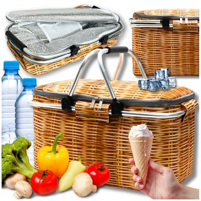 Thermischer Weiden-Picknickkorb Tasche, faltbarer Picknickkorb, Einkaufskorb