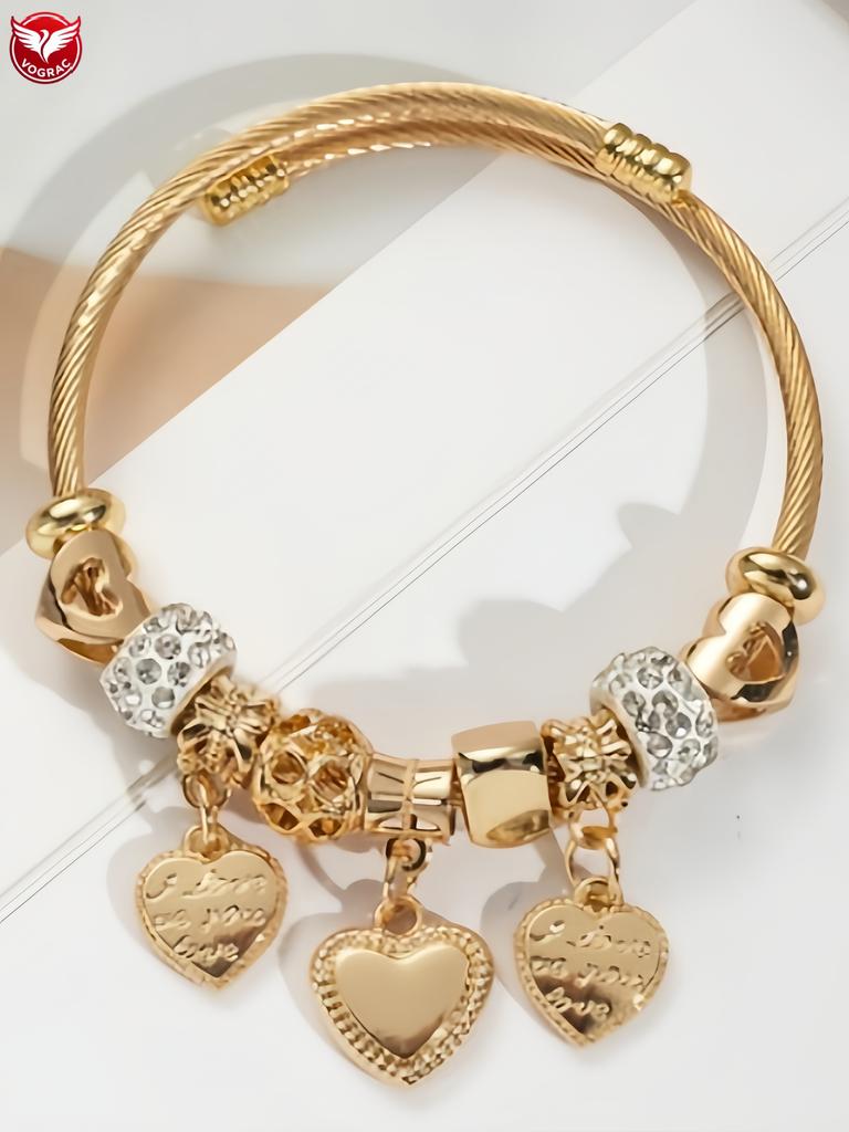 1pc Religious Virgin Mary Charm Bracelet, 1pc Religious Cross Bracelet, 1pc  Sakura DIY Bracelet, 1pc  Heart Lock