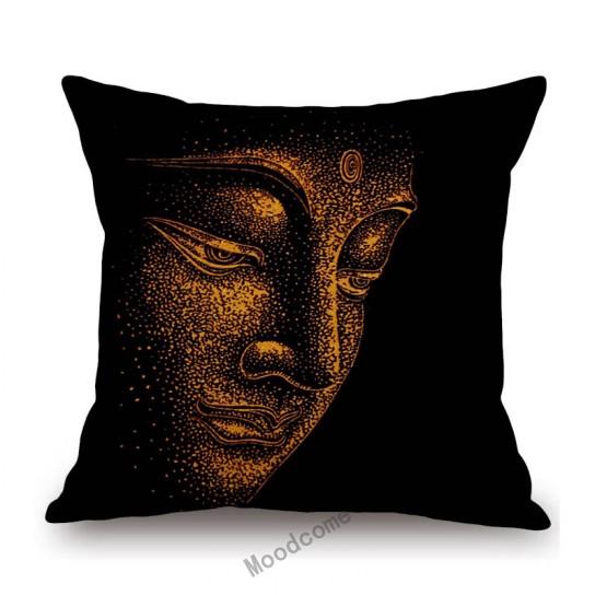 Worship Buddha Sakymuni Lotus Flower Buddism Oil Painting Southeast Asia Buddhists Decoration Pillow Case Linen Cushion Cover
