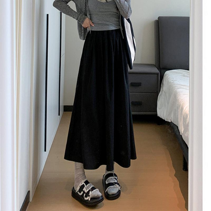 Pink Skirt for Women In Summer Thin High Waist Slim A-line Skirt Umbrella Skirt Mid-length Small Ice Silk Skirt