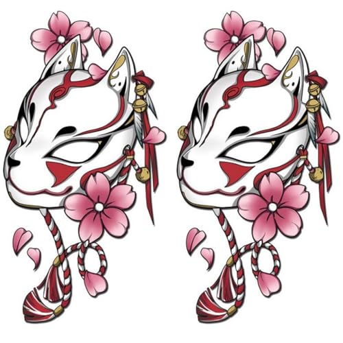 

heizi Наклейка на шлем мотоцикла Лиса Автомобильная наклейка Лиса Цветущая вишня Милый Стильный Японский стиль (2 диагональных листа)