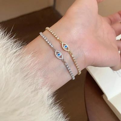 Shiny Rhinestone Devil's Eye Bangle Devil's Eye Banquet Clothes Jewelry  Valentine's Day Gift