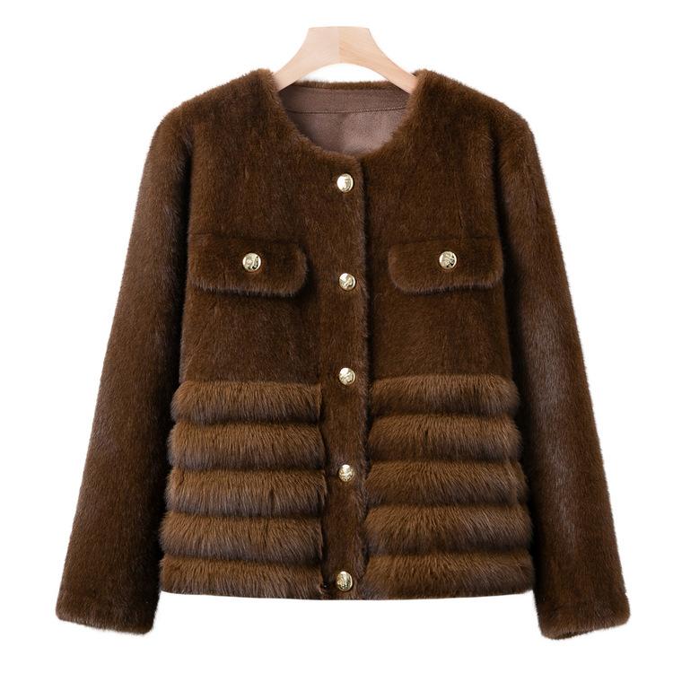 Middle-aged Mother's Winter Imitation Mink Velvet Coat New Fashionable Middle-aged and Elderly Women's Top Woolen Jacket