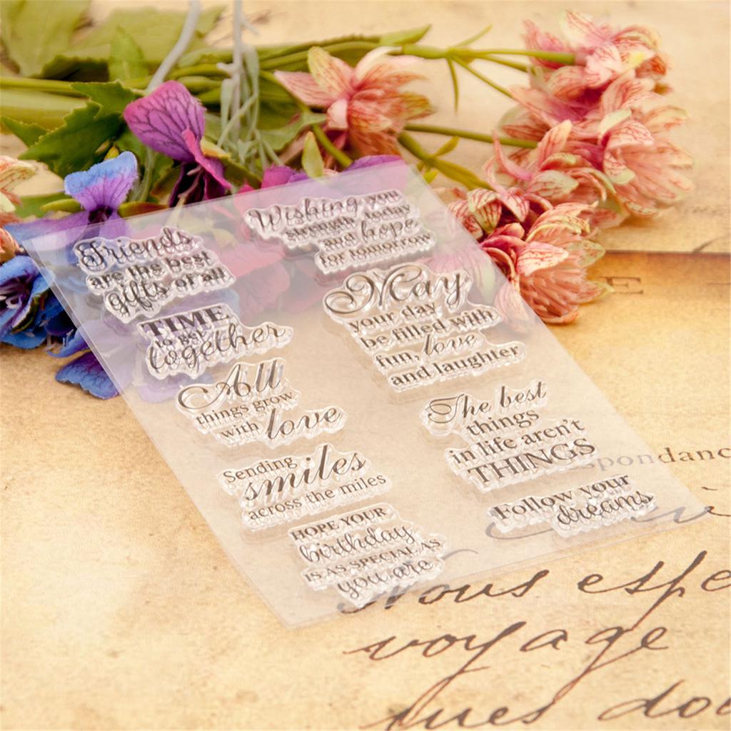 Blessing Words Clear Silicone Stamp Lettering Pattern Clear Stamper for Scrapbooking Card Making Photo Album Decoration
