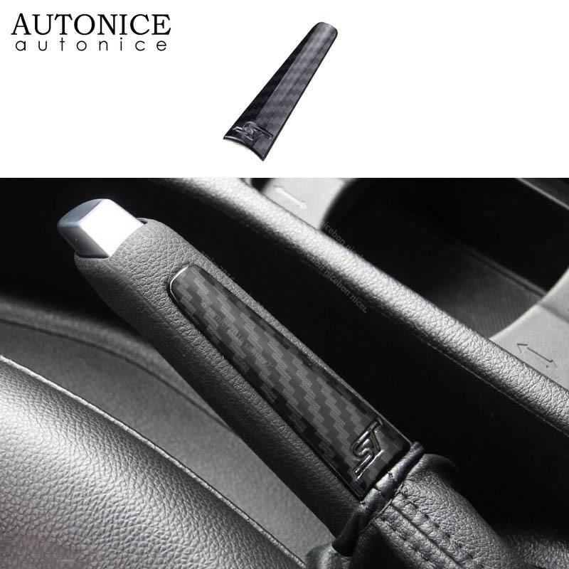 

Carbon fiber color ABS Parking Handbrake Hand Brake Handle Cover For Ford Focus MK3 2015-2018 ST