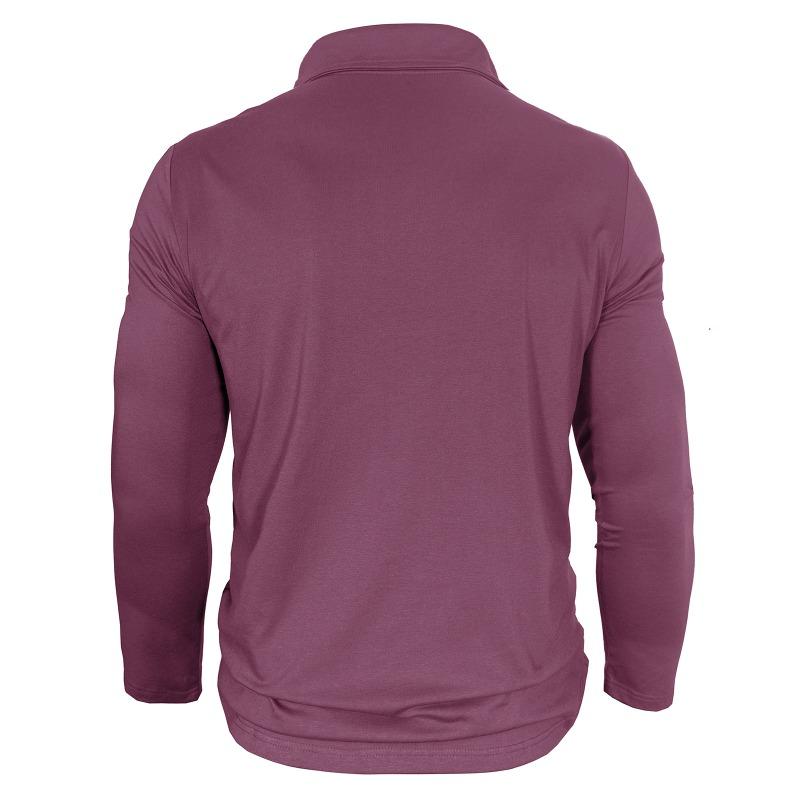 Men Long Sleeve Pocket Lapel Collar Casual Polo Shirt Outdoor Leisure Mens Top