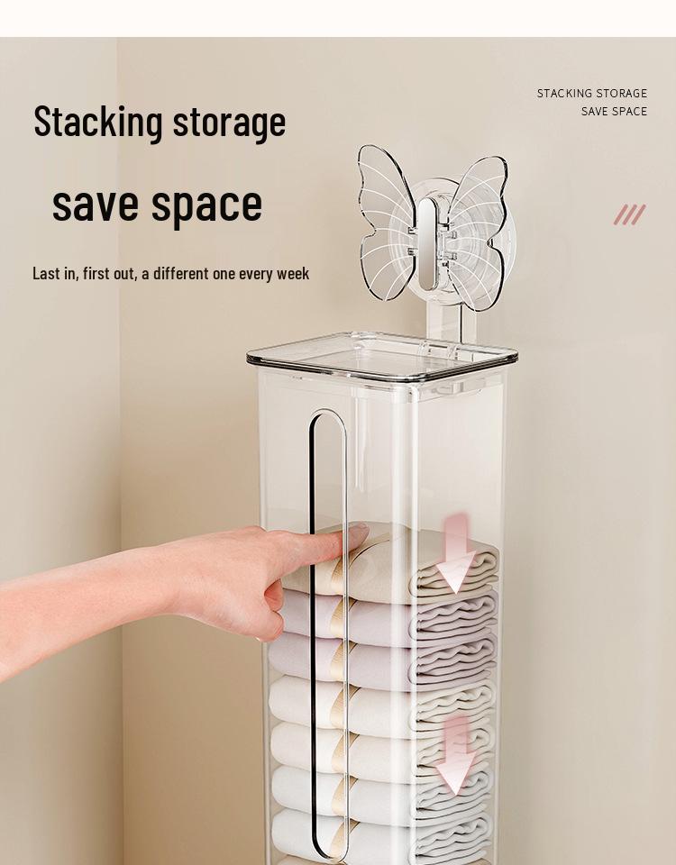 Suction Cup Wall-Mounted Underwear Organizer with Lid - Large Capacity Drawer for Socks