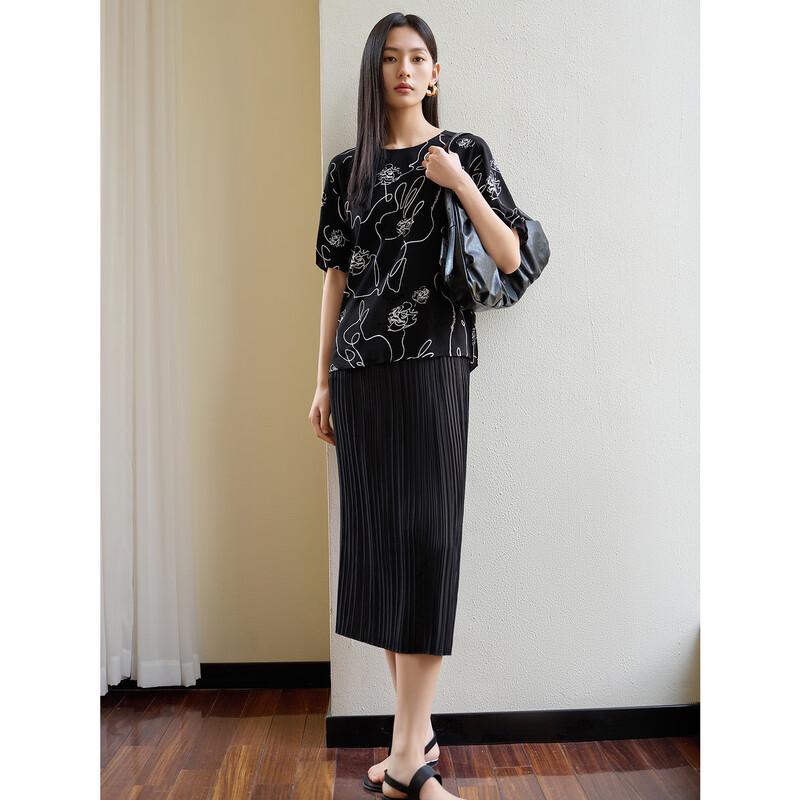 JUZI ANNACO Pleated Chiffon Midi Skirt M