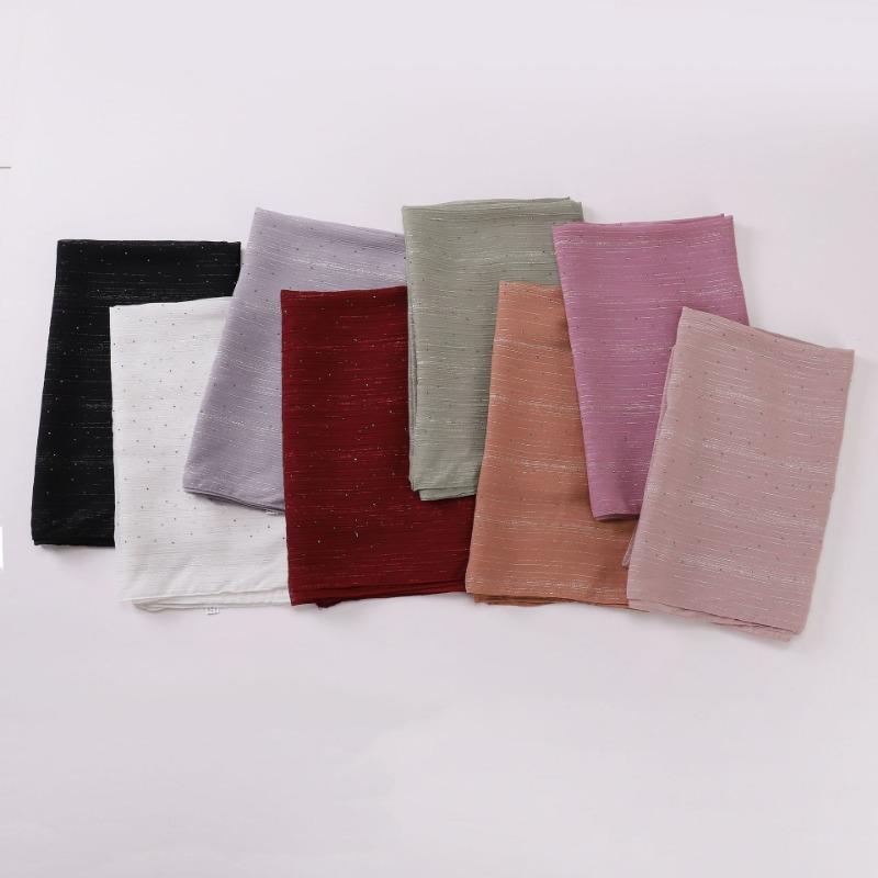Fashion Crinkled Shimmering Star Rhinestone Long Scarf For Women
