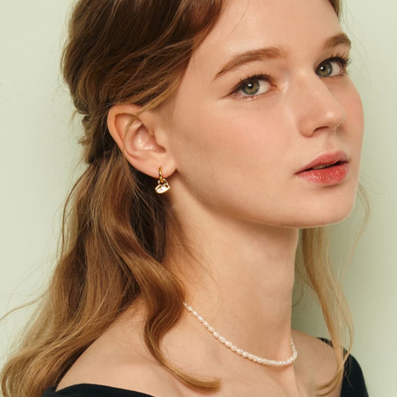 Murmur [925silver]Heart Craft Hoop Earring