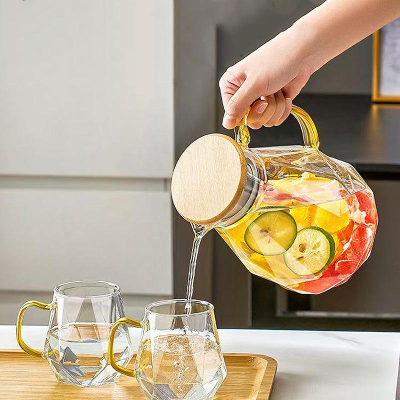 Transparent Heat-resistant Glass Teapot Large Capacity Flower Tea Cold Water Kettle Home, Hotel, Kitchen and Daily Necessities