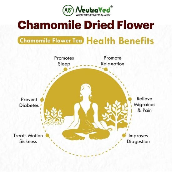 NeutraVed Chamomile Tea 50g | Chamomile Tea for Sleep, Weight Loss & Stress Relief | Herbal Loose Leaf Teas