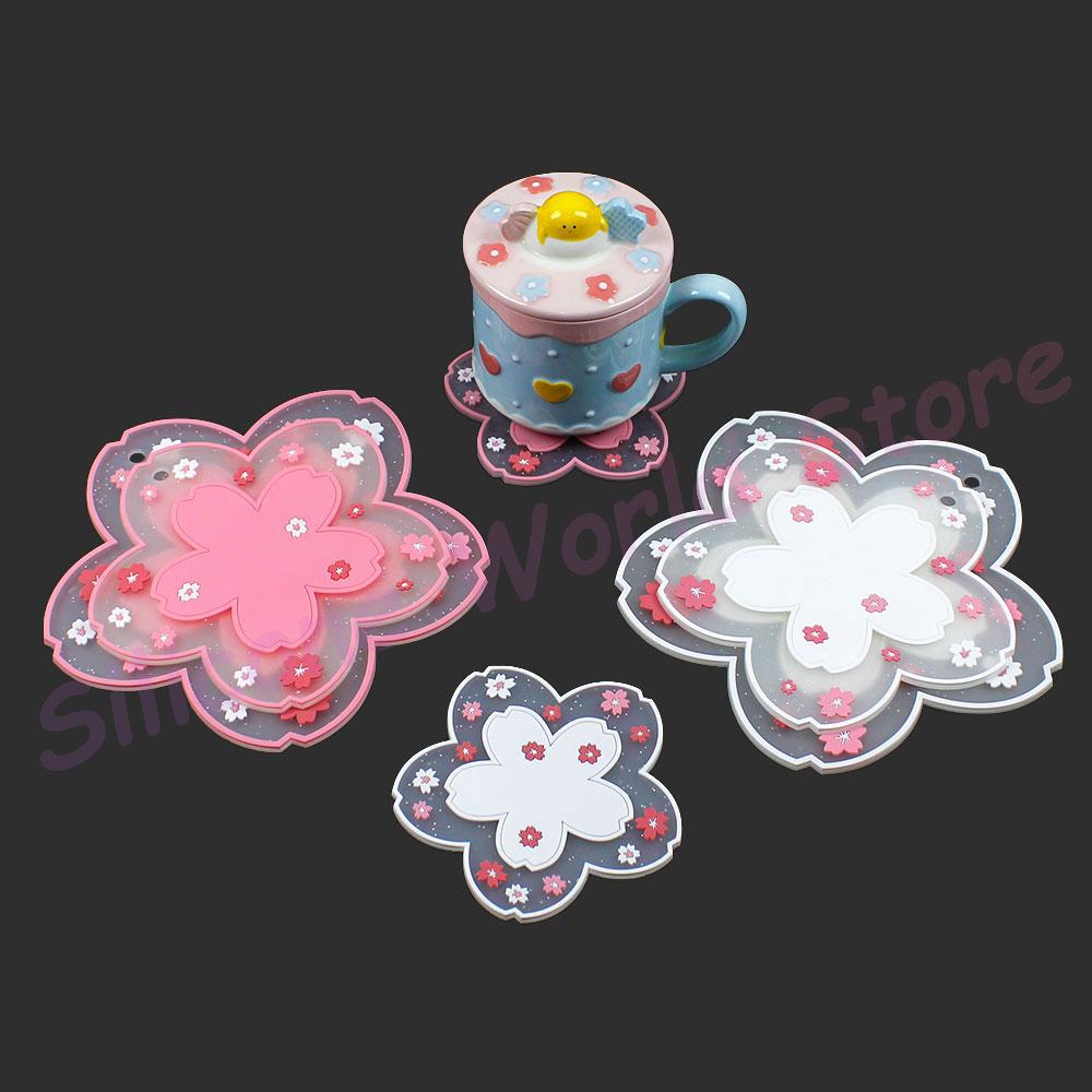 Silicone World 1 ks Podložky pod hrnky Sakura Daisy PVC Měkké podložky Podložka pod misku Podložka pod hrnec Podložka pod talíř Tepelná izolace Prostírání na jídelní stůl
