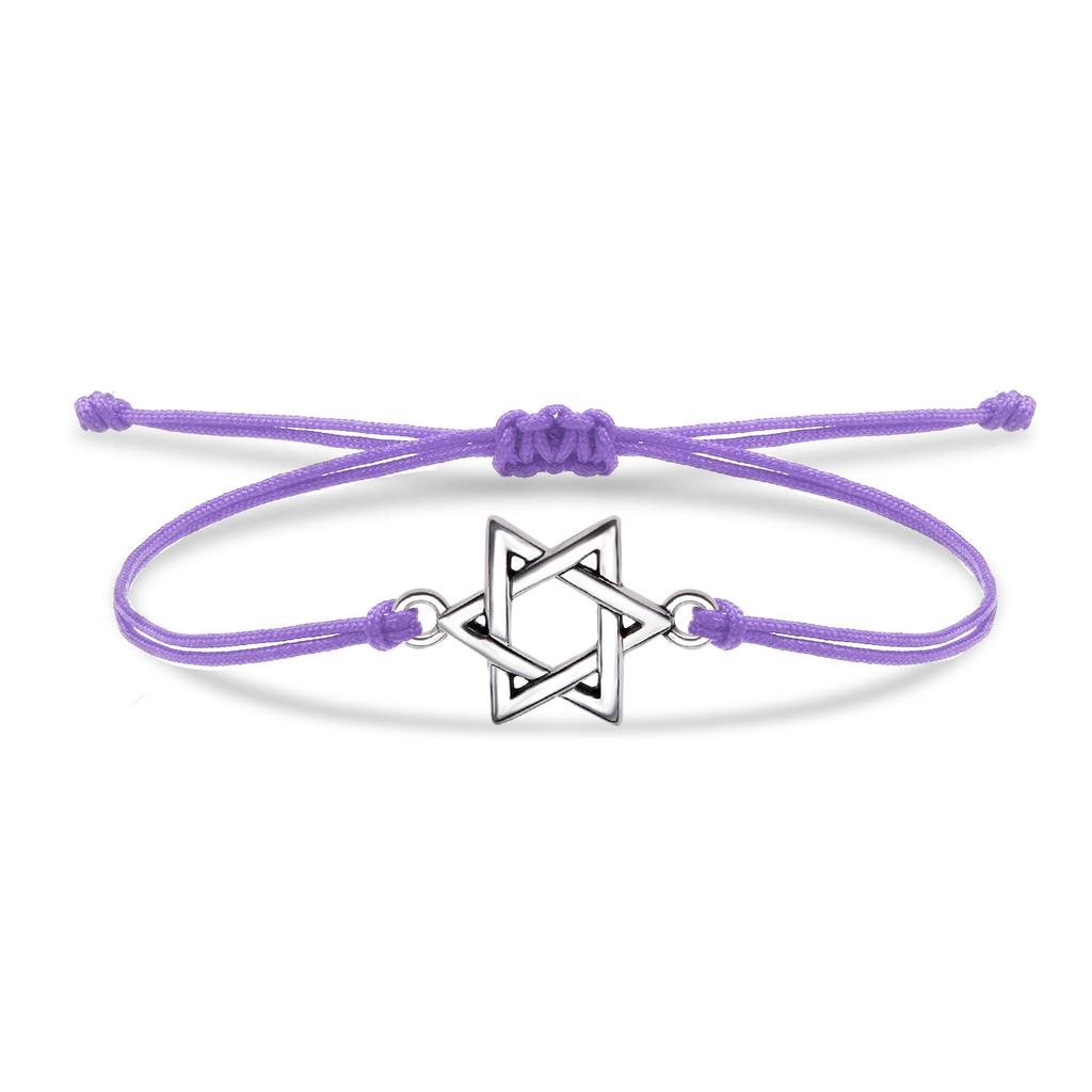 Zinc Alloy Star Of Davids Charm Bracelet Women Fashion Jewish Solomon Seal Red String Handmade Adjustable Jewelry Gift