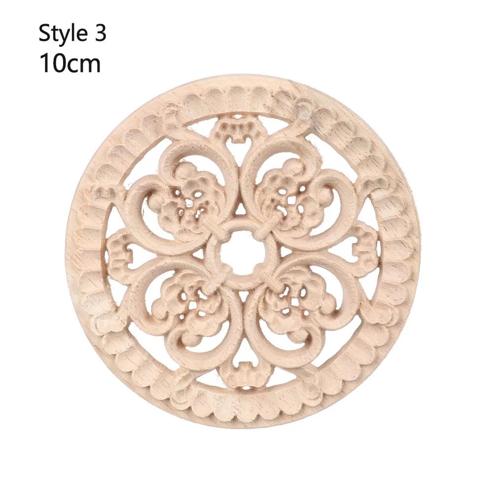 Natural Woodcarving Rose Flower Corner Appliques Wood Floral Carved Furniture Cabinet Door Unpainted Mouldings Decal Decorative