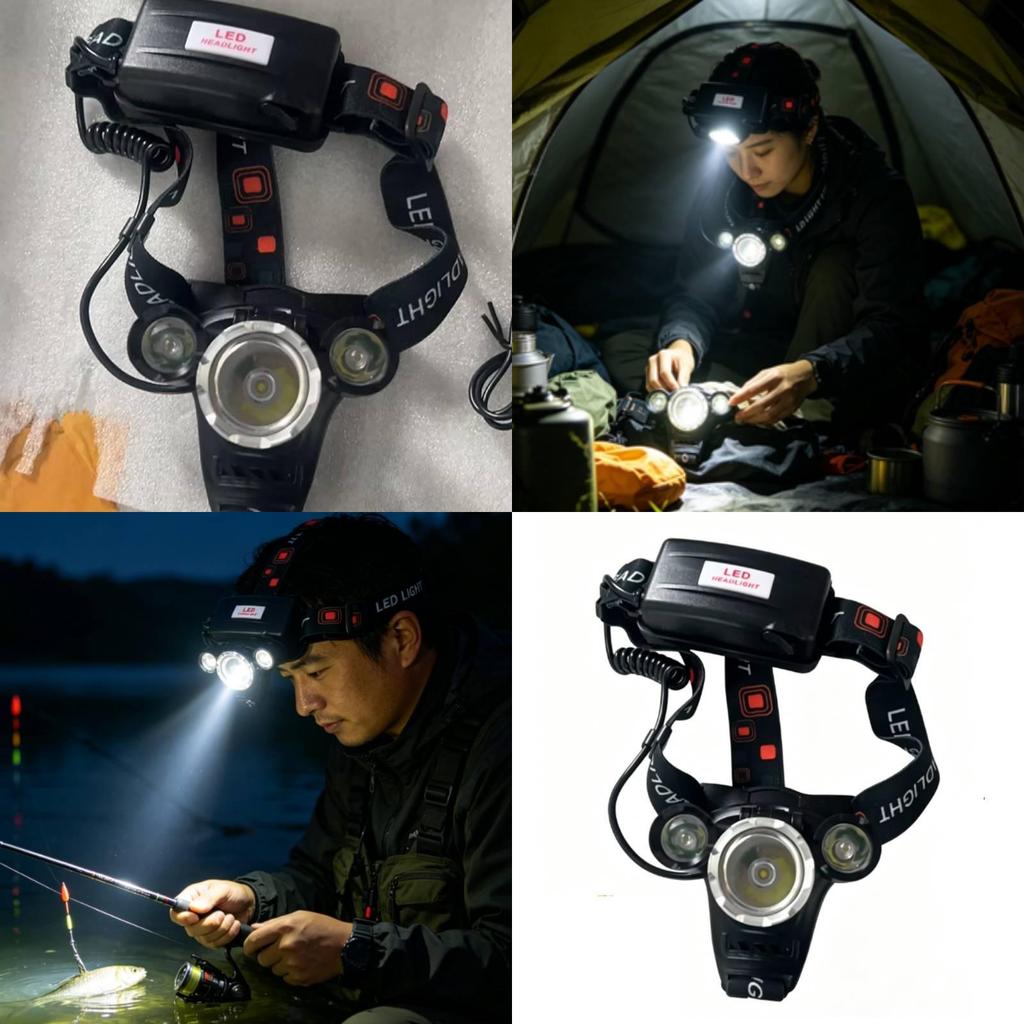 Miner Headlamp Rechargeable Led Headlight For Night Hiking And Camping