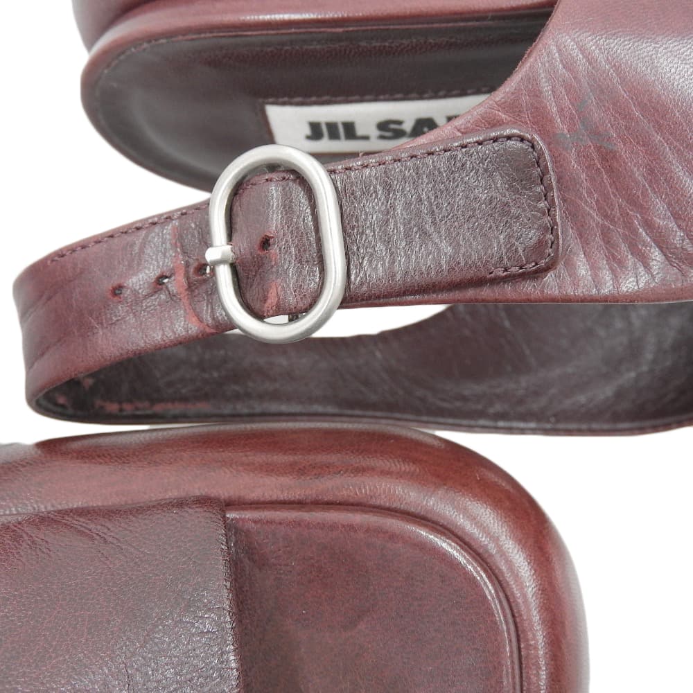 Jil Sander Women's Leather Sandals, Bordeaux, Size 37, JS38037A, 22Stainless Steel Shoes 37 BordeauxUsed