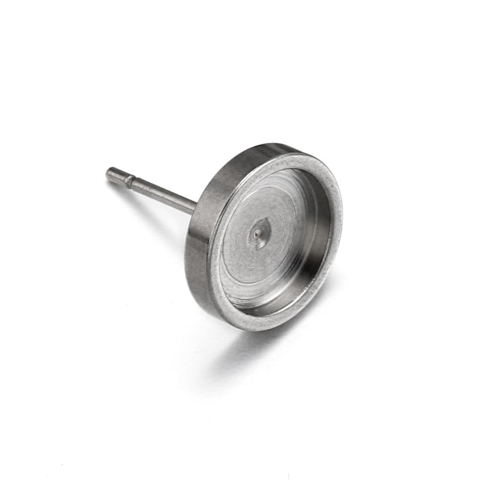 10 pezzi 6/8/10mm Acciaio Inossidabile Orecchini a Perno Vassoio Base per Orecchini Cabochon per Orecchini Gioielli Fai da Te Accessori per Orecchie