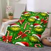 1Pc Grinch Christmas Blanket Soft And Comfortable Casual Warm Camping Travel Christmas Halloween Gift M921616