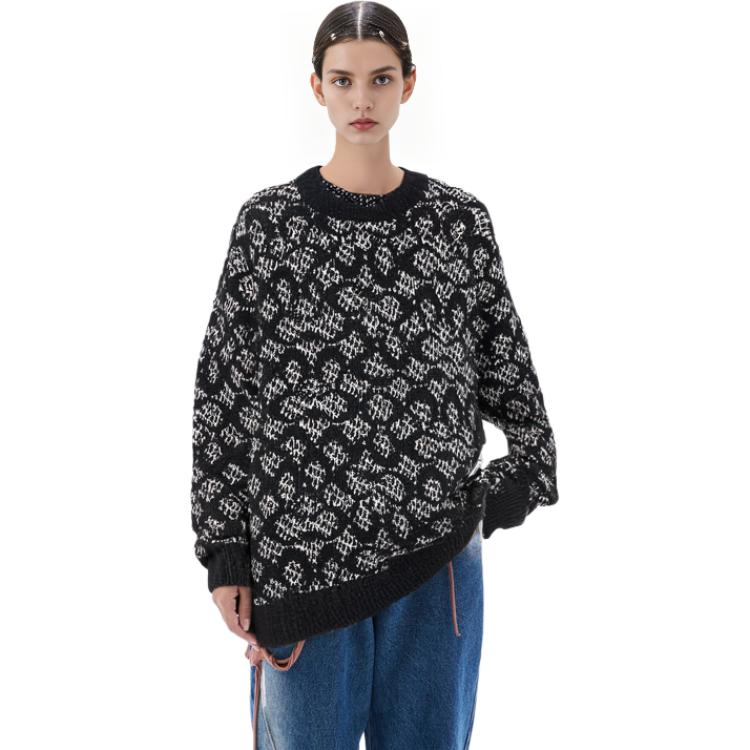 Coach Felpa da donna a manica lunga con girocollo, vestibilità ampia, casual, con stampa FW22, colore nero CF886-BK-BR