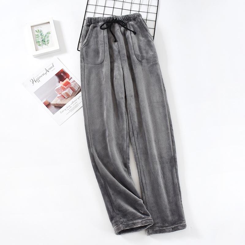 Men's Autumn and Winter Plus Size Padded and Thickened Loose Home Trousers Straight Warm Simple Leisure Trousers