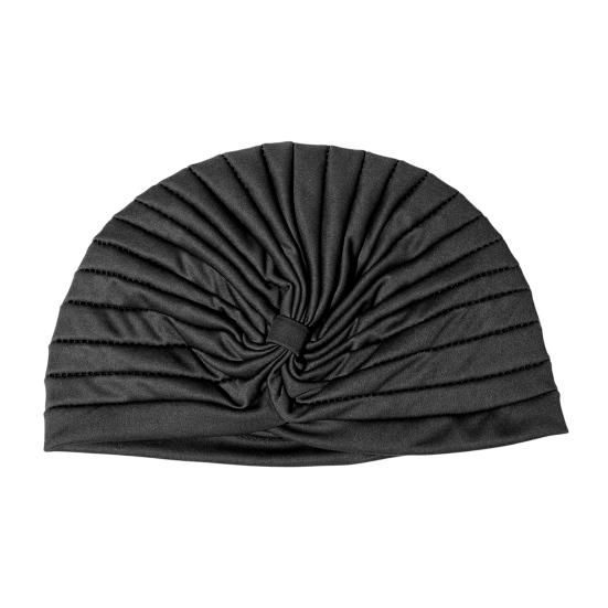 Yoga Hat with Satin Lining Hair Protection Frizz Control Soft Breathable Turban Nightcap High-Elastic Pleated Fabric Turban Hat