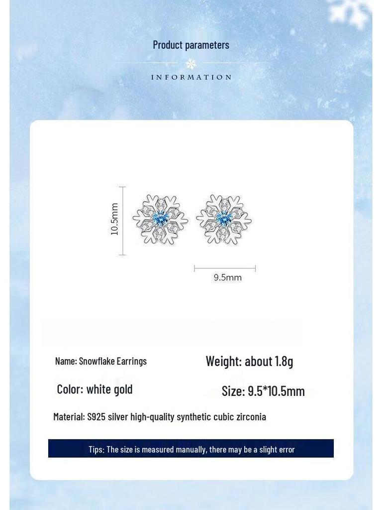 S925 Sterlingsilber Schneeflocken Ohrstecker - Herbst/Winter 2025 Leichter Luxus Mode für Frauen