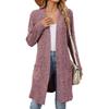 Women's Open Front Long Sleeve Long Knit Cardigan Loose Fit with Side Pockets Casual Fall Outerwear