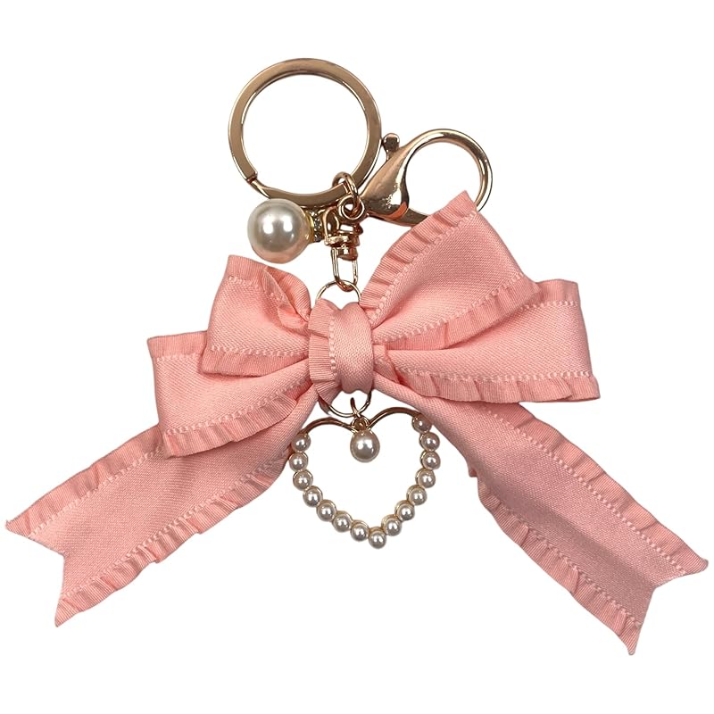 

[GrandslamEX] ribbon Ribbon pearl accessories charm key ring key ring strap key chain Smartphone pouch AirPods pro wallet cute simple Fashionable