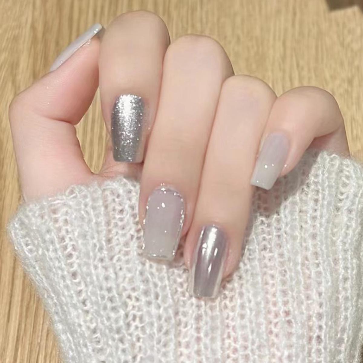

Milky White Ombre Glitter Nail Art Tips - Hot Style Gel Polish