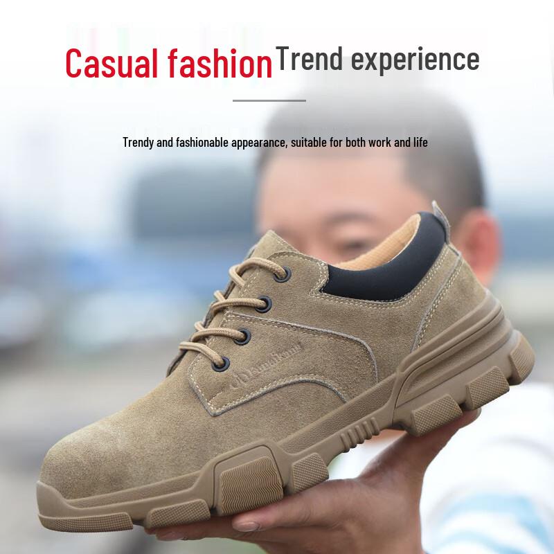 FUCHENG Men s Steel Toe Suede Safety Work Shoes 42