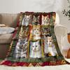 Bohemian Style Cat Themed Flannel Blanket Multi-Color Polyester Throw For Ideal For Sofa Naps Perfect Gift For Cat Lovers