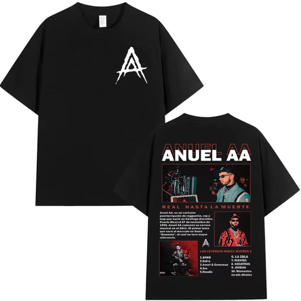 Rap Singer Anuel AA Real Hasta La Muerte Tour 2026 New Album Summer Unisexs Womens Hip Hop Gothic Tshirt Cotton Unisexs Tshirt