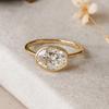 925 Sterling Silver Gold Plated East West Oval Cubic Zirconia Solitaire Ring – Minimalist Bezel Set Engagement, Promise & Fashion Jewelry for Women