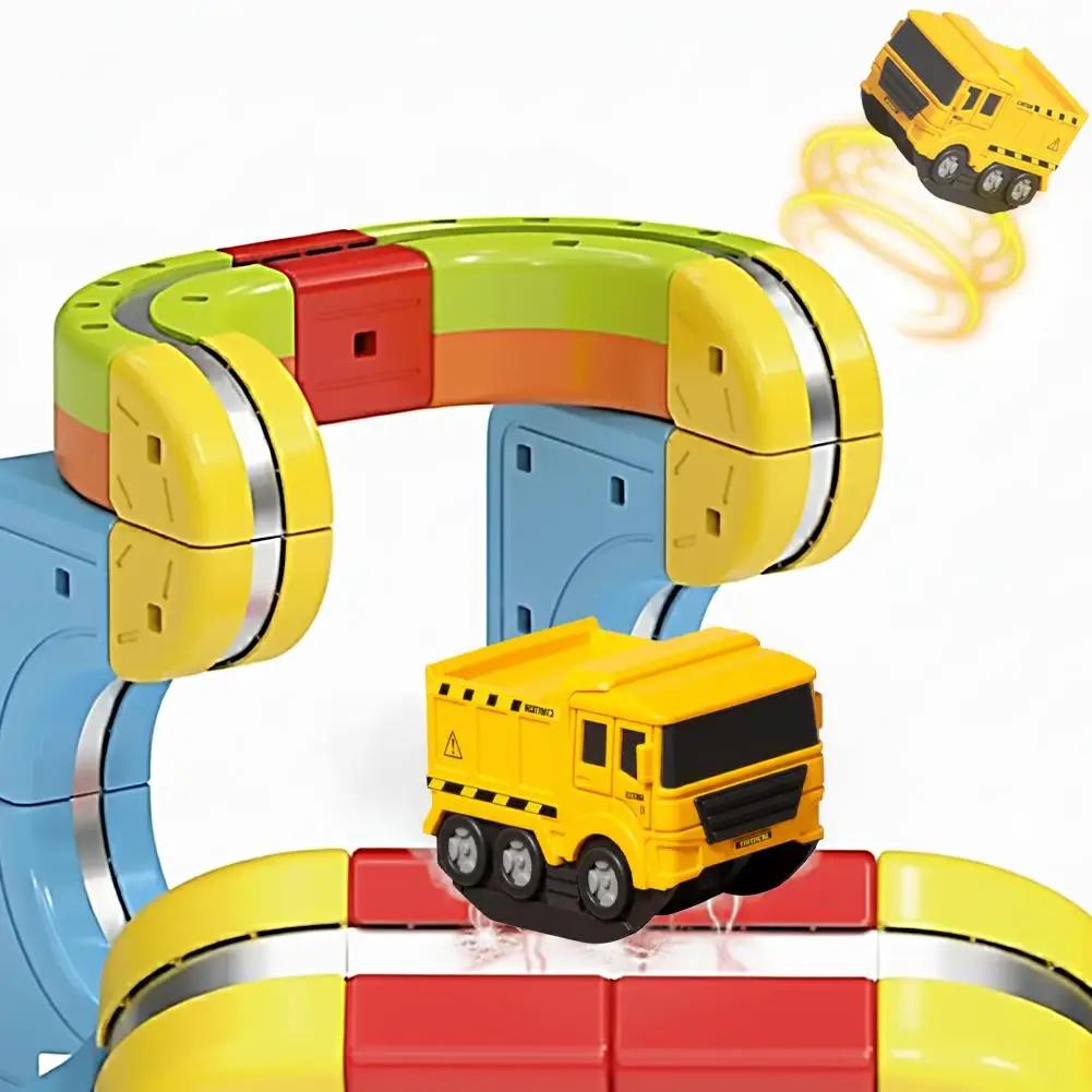 Magical Anti-Gravity Magnetic Track Cube DIY Assembly Toy Versatile Small Train on Gravity-defying Tracks for Fun Learning M0M9