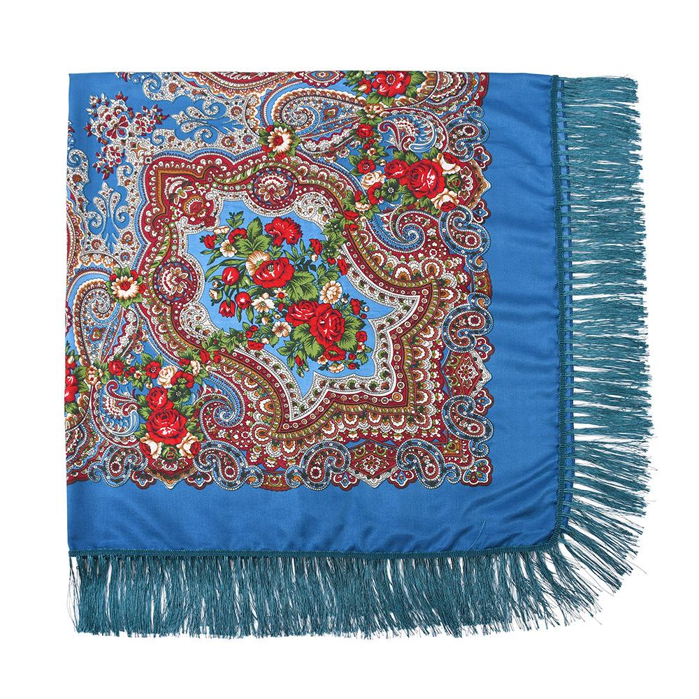 160*160Cm Women Russian Scarf Luxury Floral Print Scarves Wraps Big Size Handkerchief Babushka Bandana Beach Travel Shawls
