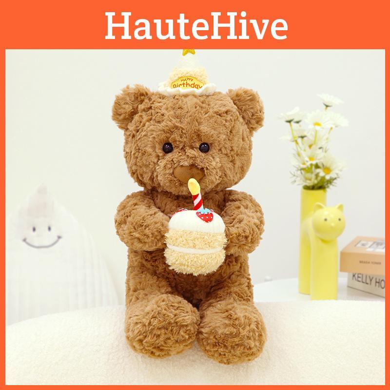Bear Cake Birthday Animal Plush Toy Cartoon Stuffed Doll Room Gift Decoration