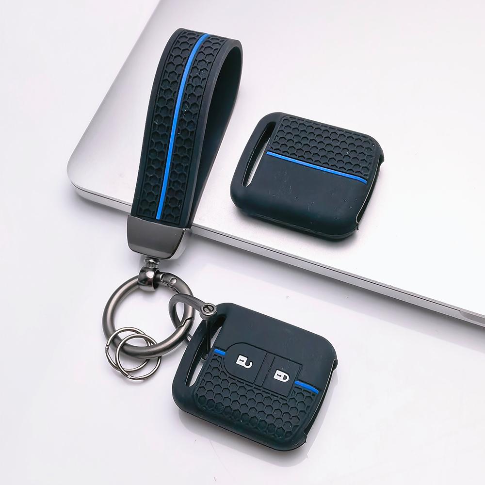 Key Fob Cover for Nissan Qashqai Micra Tiida Sunny Livina Sylphy with Keychain Anti-Scratch Surface Shockproof Structure Soft Grip Texture