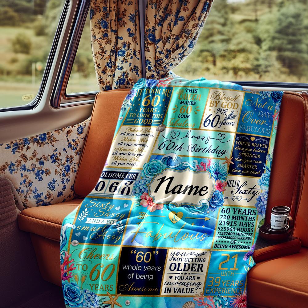 Happy 60Th Birthday Celebration Blanket Durable Comfort For Sofa Couch Office Bed Picnics Ideal For All Seasons Stylish Decor Perfect Gift For