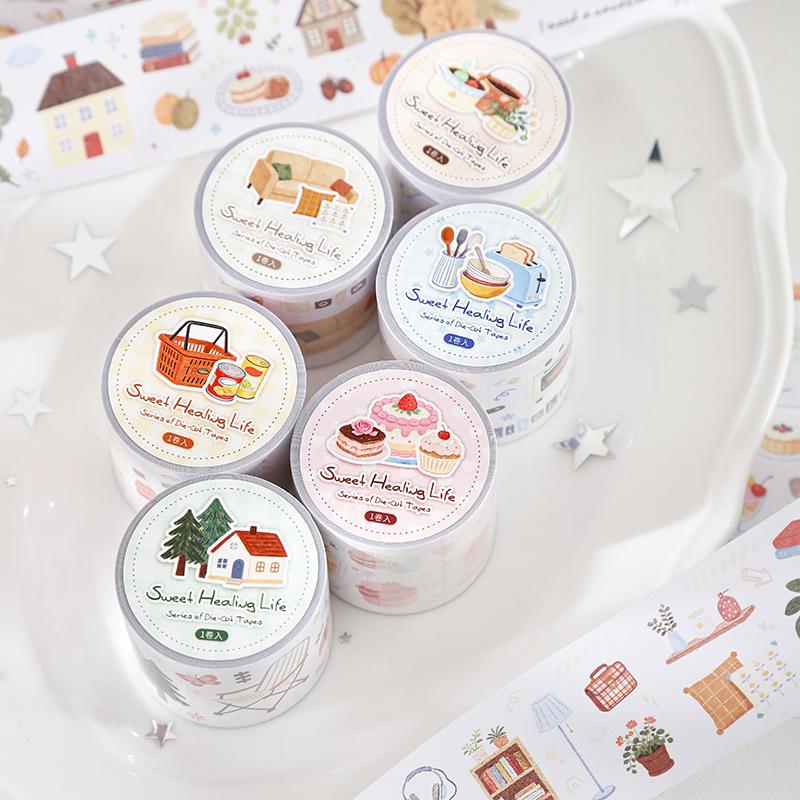 6pcs/1lot Decorative Adhesive Tapes Sweet Life Scrapbook Junk Journal DIY Paper Japanese Masking Scrapbooking Stickers
