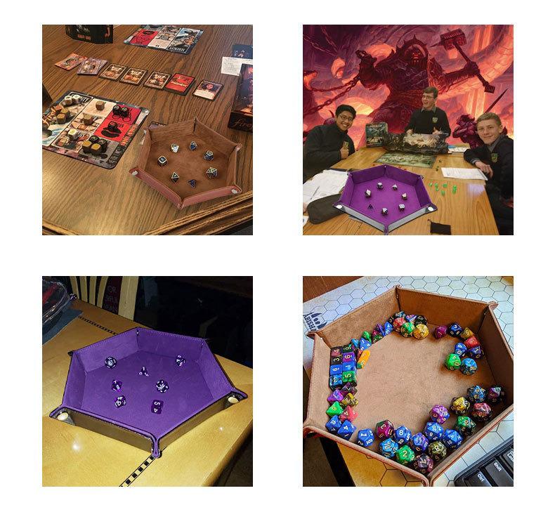 Hexagonal Velvet Foldable Dice Storage Tray