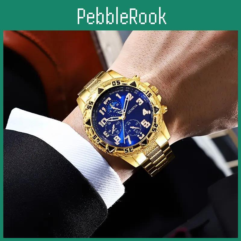 Business Men Fashion Luxury Watches Large Dial Quartz Wristwatch For Mens Clock Gift For Family Friend