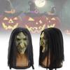 Classic Evil Witch Latex Mask For Halloween Party Costume With Scary Black Hair