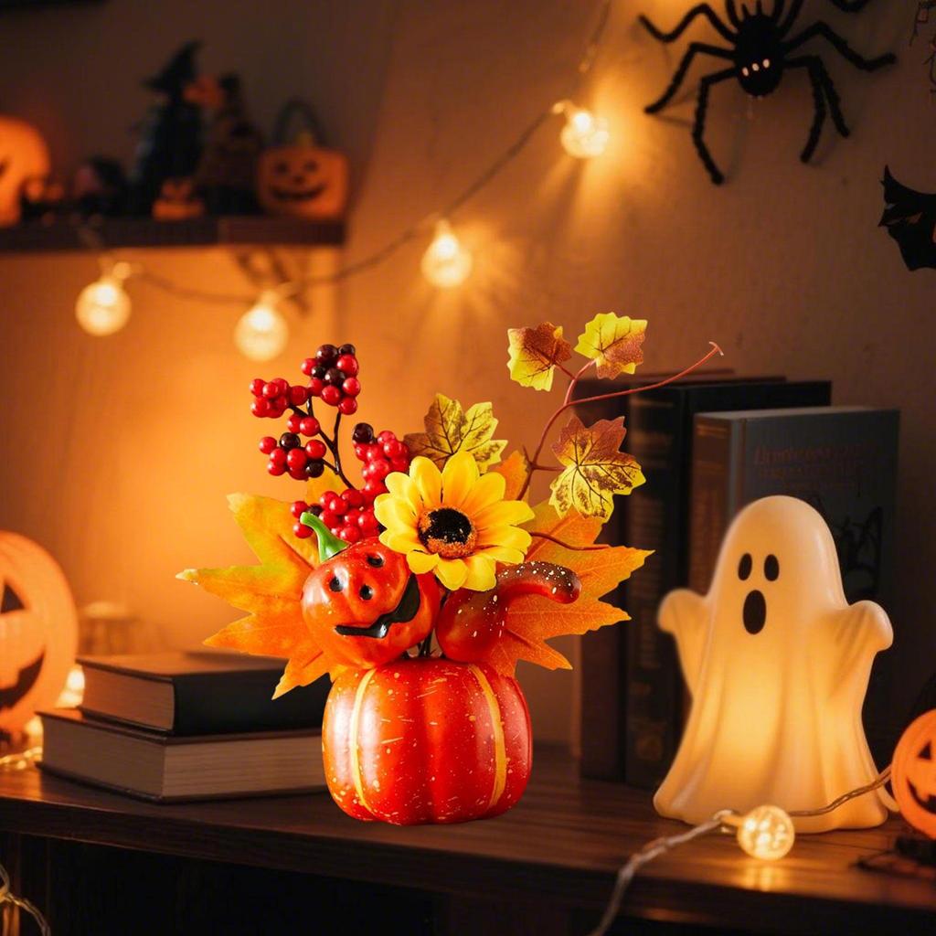 Autumn Pumpkin Sturdy Table Centerpiece Thanksgiving Artificial for Mantel, Fireplace, Desk,