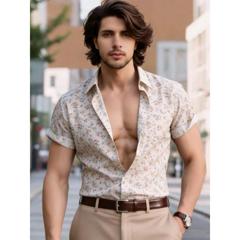 

Mens Fashion Retro Short Sleeve Shirt Letter Natural High Definition Printed Shirt Hawaiian Casual Vacation Outdoor Clothing Men XL