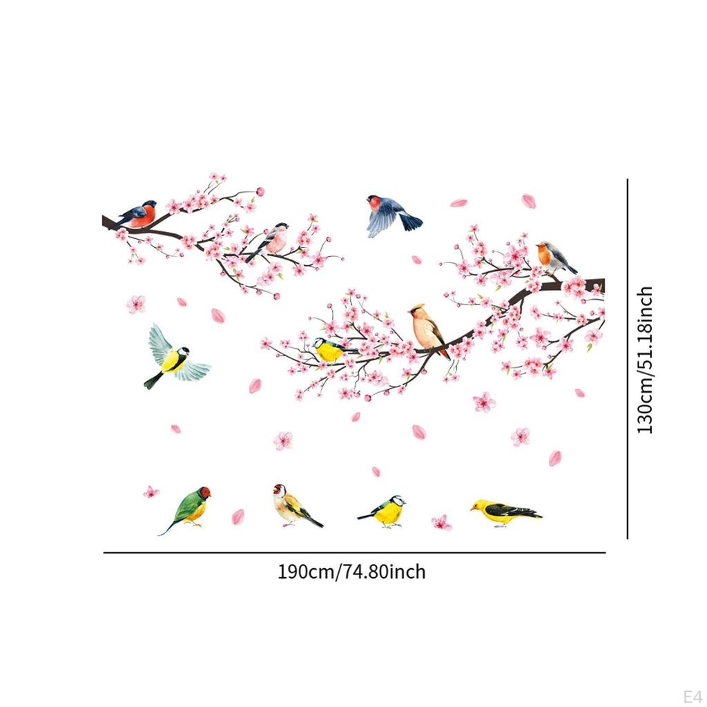 Tree Branch Art Decals Floral Birds Wall Stickers Convenient Decorative DIY Waterproof for Dining